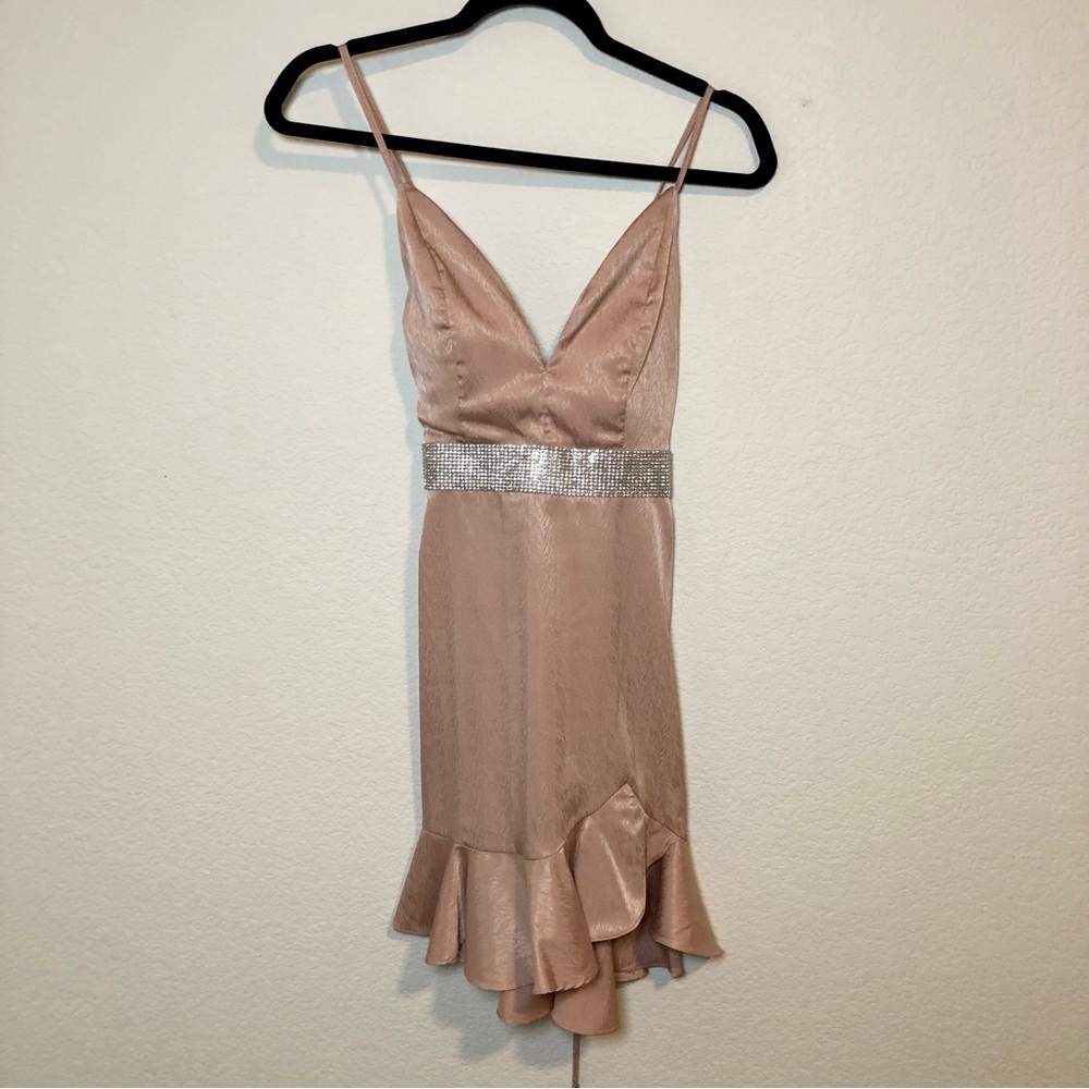 Hello Molly Angel Biba Tan and Rhinestone Mini Dress Size UK 10 / US 6